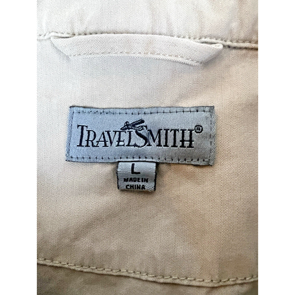 TravelSmith Mens L Khaki Safari Field Jacket Cotton Utility Travel 4 Pocket - Picture 4 of 8